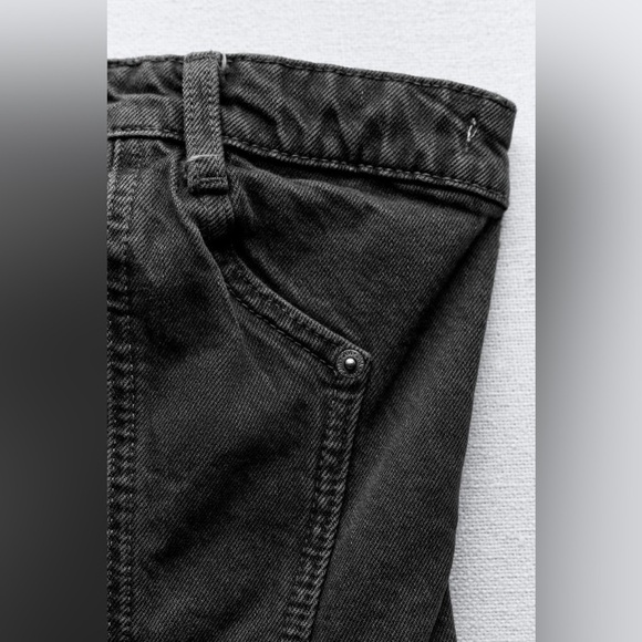 NWT Zara Black Denim Strapless Corset Top with Silver Buttons Size Medium - Picture 7 of 9